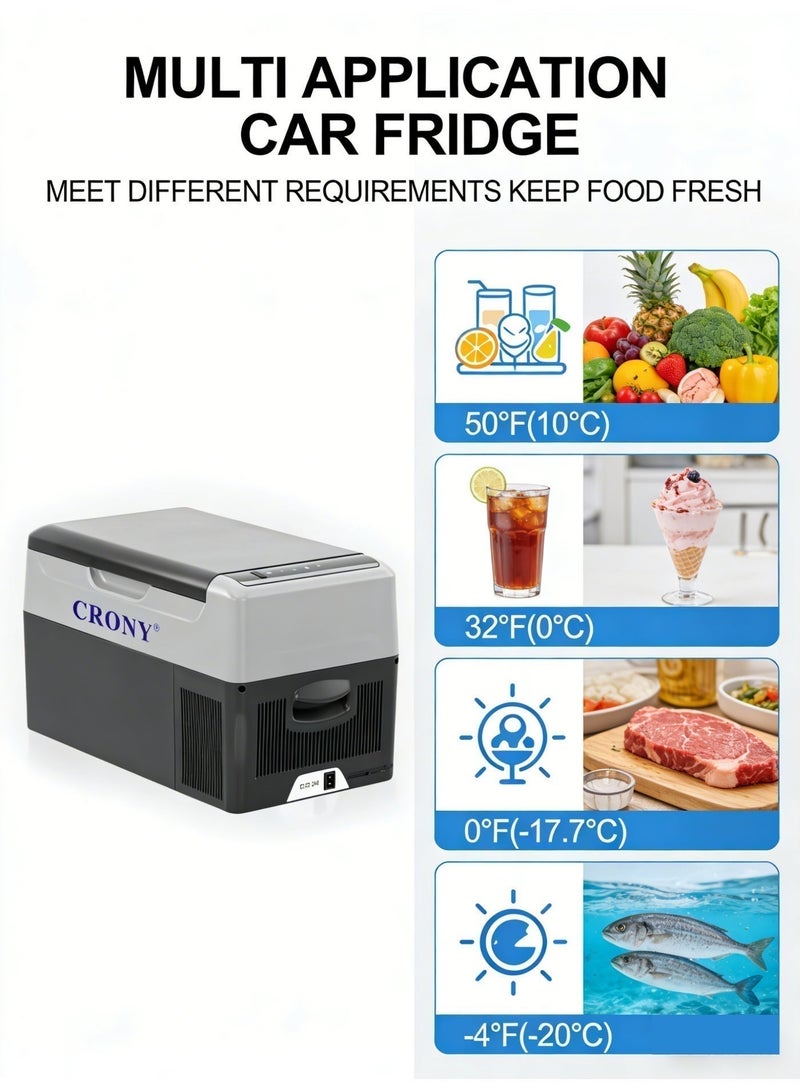 CRONY Car Refrigerator 22L/C22 Portable Refrigerator, Small Car Refrigerator, Freezer, Outdoor Refrigerator, 12V Compressor Refrigerator. Deep cooling to -20°C, suitable for food preservation/outdoor/home/travel/camping use. - Image 3